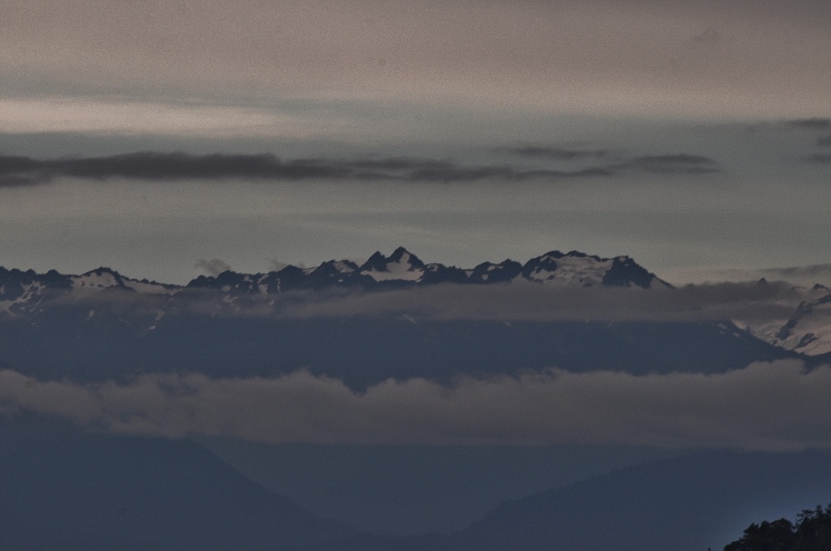 mountains in clouds